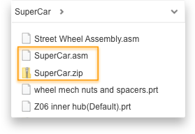 The zip name matches the name of the top-level assembly.